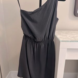 NWT Club Monaco Grey Silk One Shoulder Dress